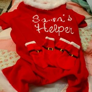 NEW! No tags. Santa's Helper dog costume with matching socks